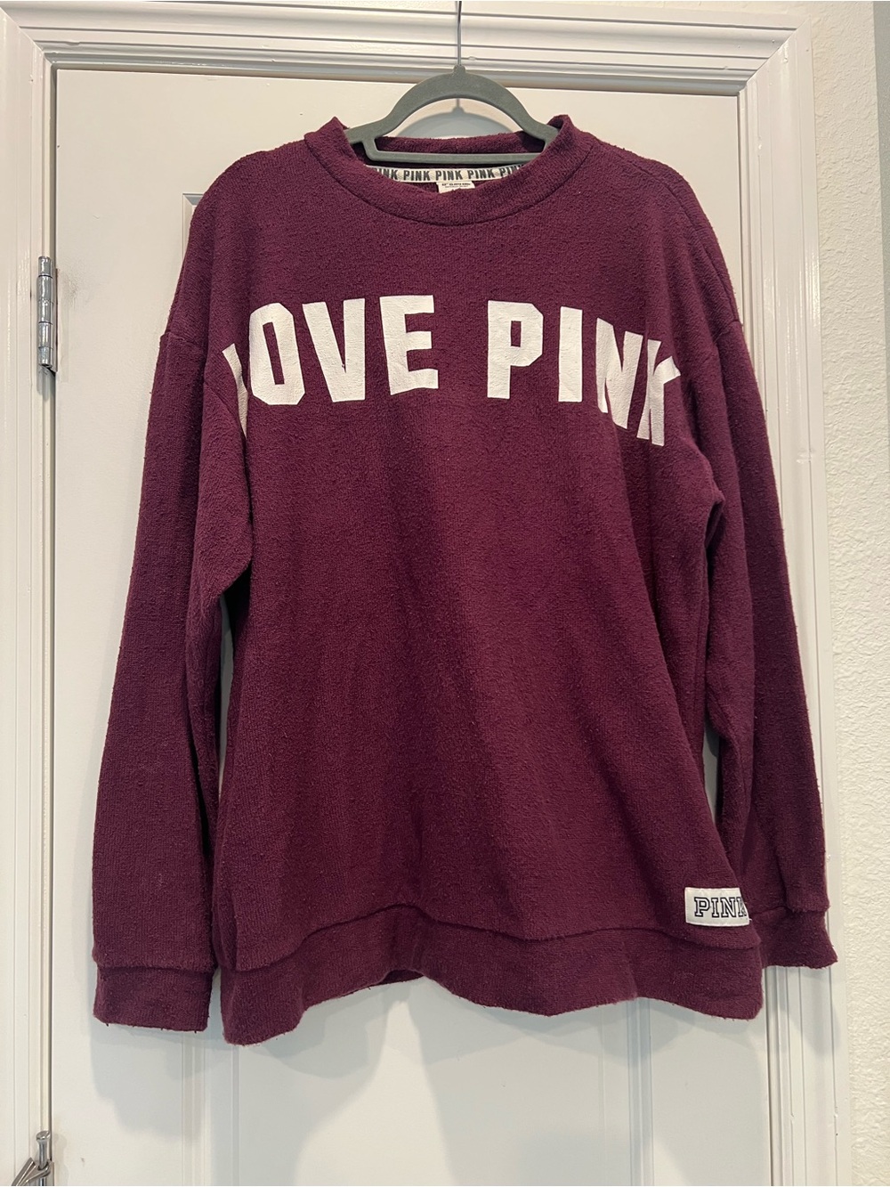PINK Victoria's Secret Cozy Fleece Sweatshirt - Maroon - Large
